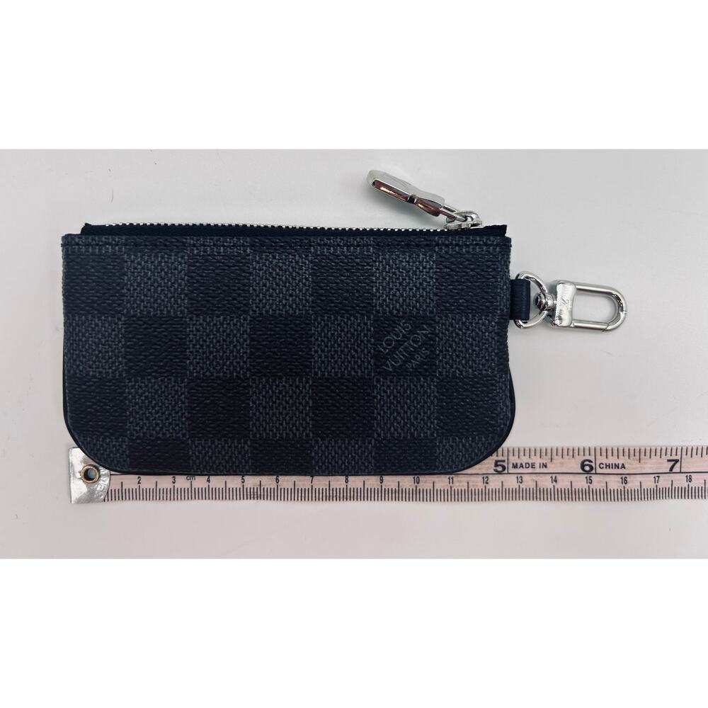 Louis Vuitton Damier Graphite Key Cles SHW Pouch Coin Charm Black Gray Authentic - Picture 7 of 8